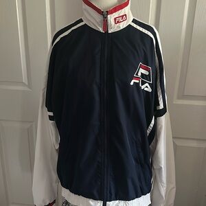 Vintage Men’s  Fila Red, Navy, and White Zip-Up Jacket